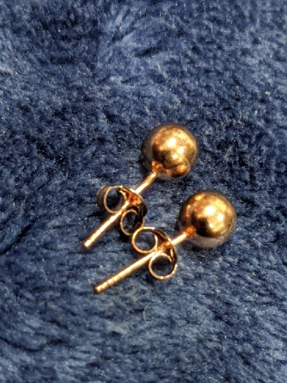 Polished Gold Ball Sterling Silver Stud Earrings for Women